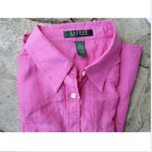 SOLD Ralph Lauren Pink Silk Blend Button Top L